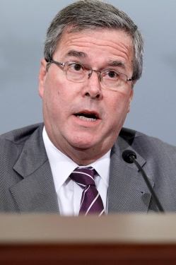 WASHINGTON, DC - JUNE 01:  Former Florida Governor Jeb Bush testifies before the House Budget Committee in the Cannon House Office Building on Capitol Hill June 1, 2012 in Washington, DC. The committee members engaged in a wide-ranging debate about tax and spending policy during the hearing titiled, "Removing The Barriers To Free Enterprise And Economic Growth."  (Photo by Chip Somodevilla/Getty Images)